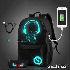 ENJOY USB Charge Cool Boys School Backpack Luminous School Bag Music Boy Backpacks Black Gray